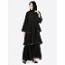 Designer abaya with multiple bell layered- Black